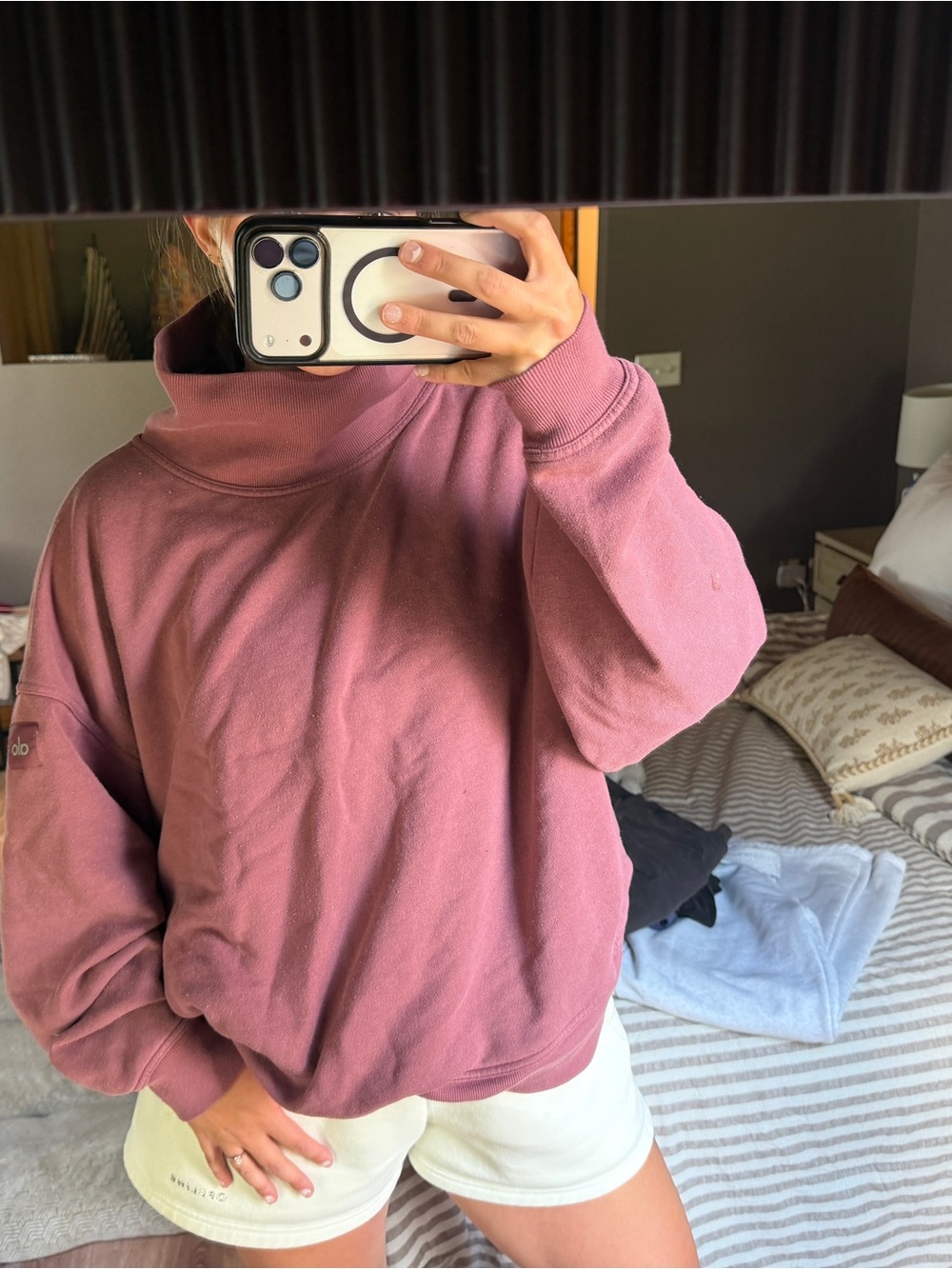 Alo Yoga Mock Neck Cozy Mauve Pullover Sweater - Women